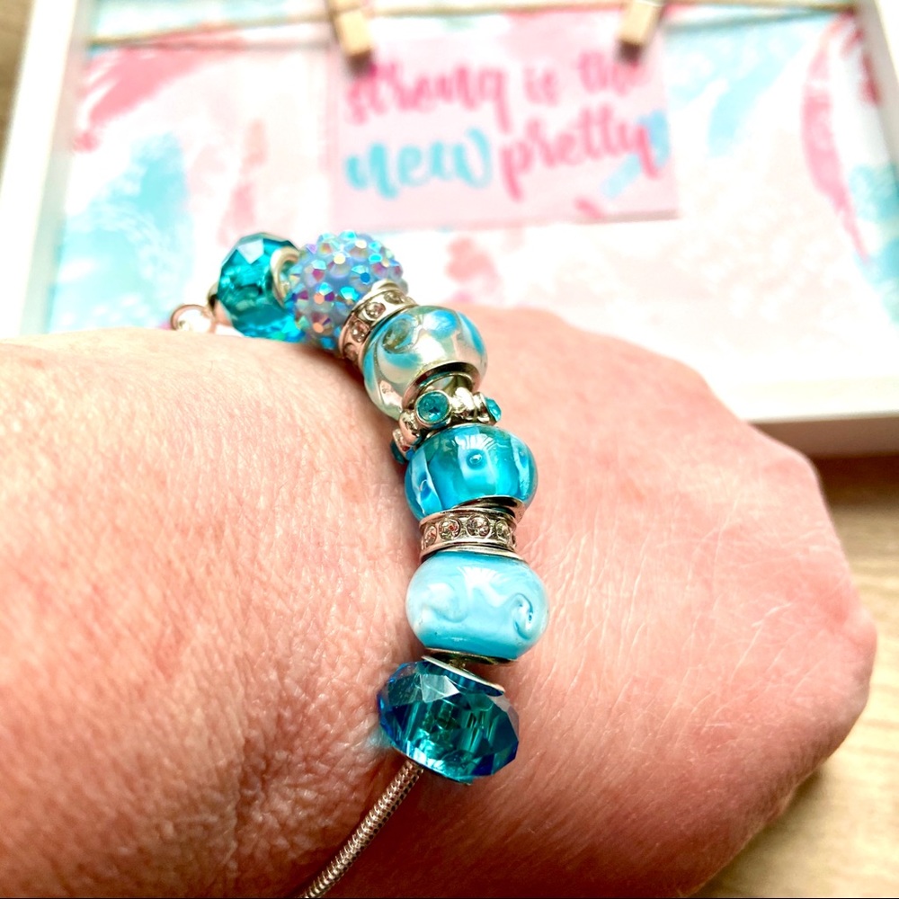 Bracelet Aqua Glass Beads-NEW